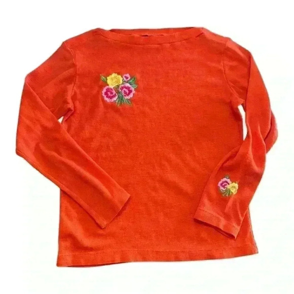 unknown Sweaters - Vintage Orange Embroidered Floral Sweater - Size M, Bright‎ and Cheerful